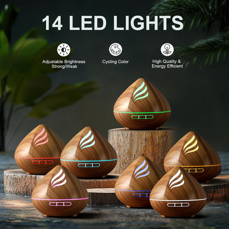 [Australia] - Essential Oil Diffuser 500ml with 8 Diffuser Oil, Aromatherapy Diffusers, Air Freshener, Humidifier with Remote Control, 4 Timers for Bedroom 