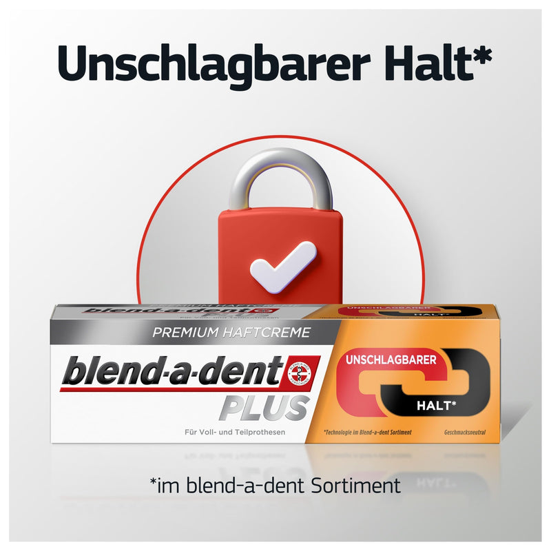 [Australia] - Blend-a-dent Plus Unbeatable Hold Premium Adhesive Cream, for Full and Partial Dentures, Neutral in Taste, Made in Germany, 4x 40g Pack of 4 