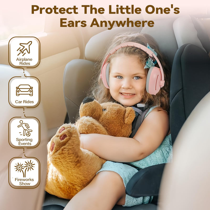 [Australia] - Baby Ear Muffs Noise Protection, 2-In-1 Baby Noise Cancelling Headphones for 0-48 Months Infants Toddlers, Travel Essentials for Airplane Fireworks Sleeping Pink 