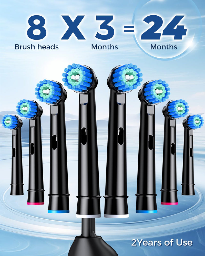TEETHEORY Rotating Electric Toothbrush for Adults with 8 Brush Heads, Sensitive Gum Care Electric Toothbrush with 3 Modes and 2 Min Smart Timer, Rechargeable Last 60 Days Black 1 Count (Pack of 1)