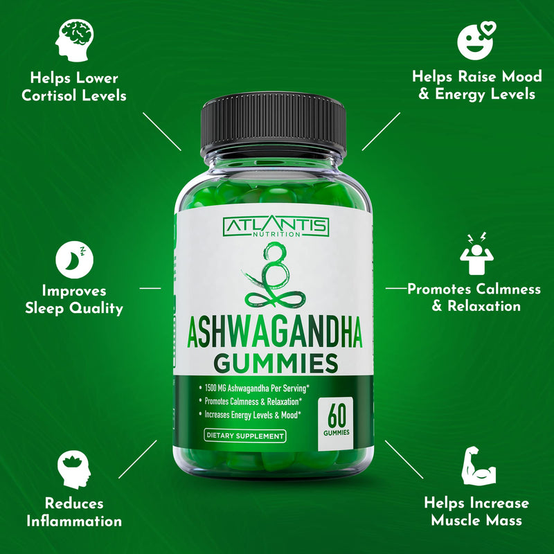 60 Keto Apple Cider Vinegar Gummies Advanced Weight Loss + 60 Ashwagandha Gummies - 1500MG Ashwagandha Per Serving