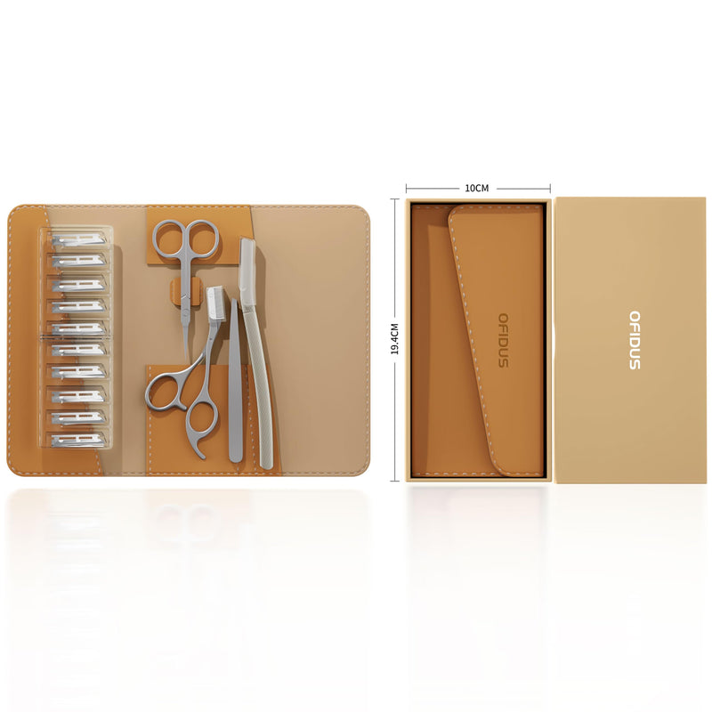 [Australia] - Tweezers for Women Facial Hair, 4 in 1 Eyebrow Kit with Tweezers, Eyebrow Trimmer Scissors, Razor, Style Leather Travel Case, Hair Plucking Daily Beauty Tools 