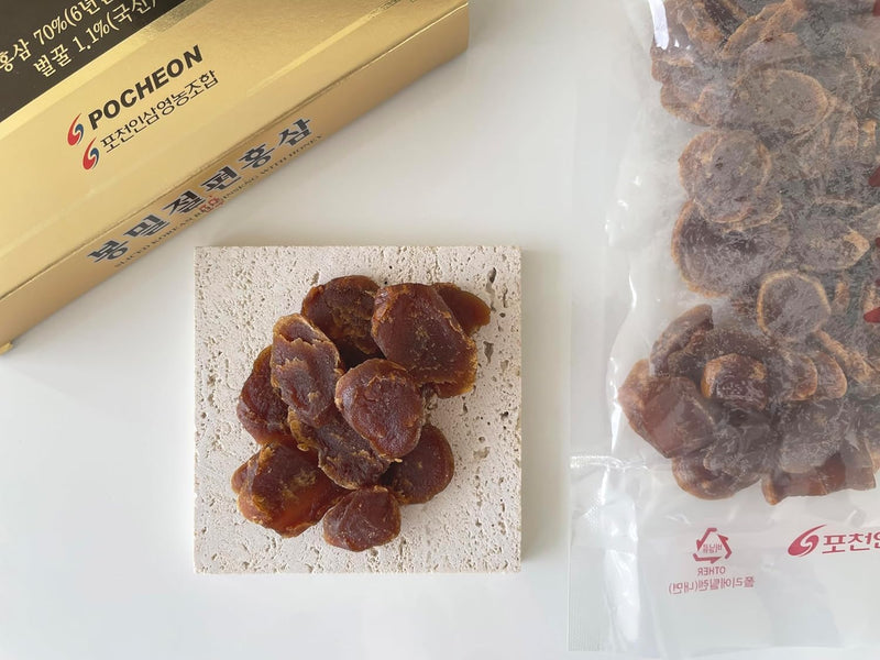Pocheon 300g, 6Years Sliced Korean Panax Red Ginseng Root with Honey, Natural Immune Support