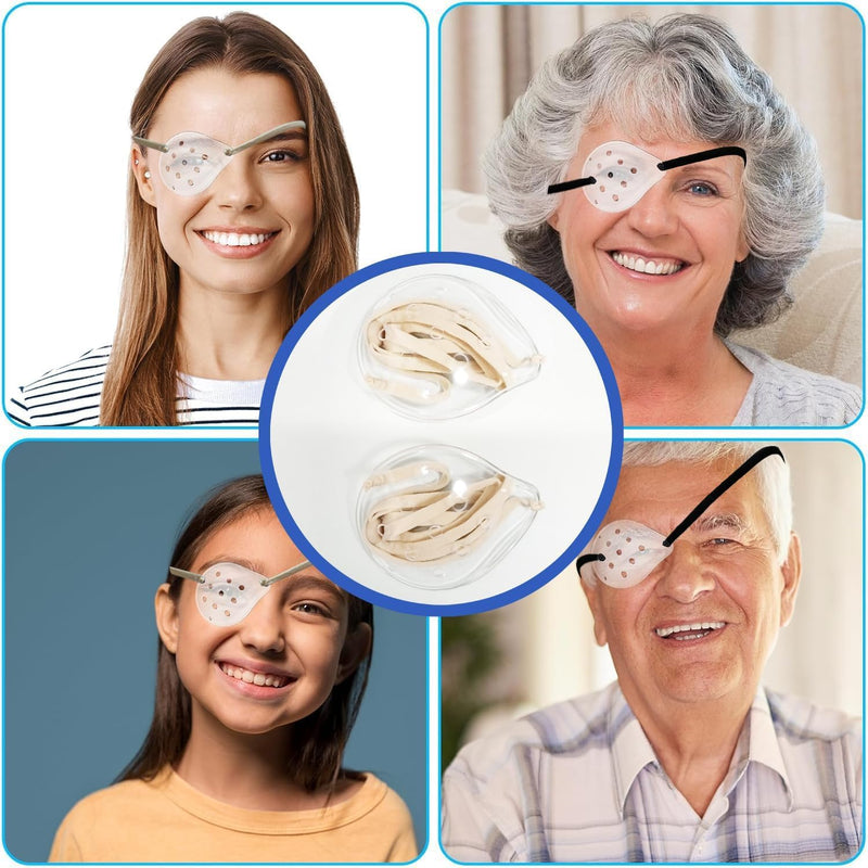 AMZVIO 2pcs Eye Shield After Cataract Surgery,Cataract Eye Shield With Extended Elastic Strap Longer & Wider for Adults,Clear Eye Patch for Sleeping after Surgery