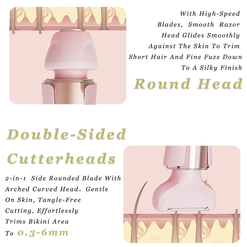 [Australia] - Bikini Trimmer for Women 3 in 1 Body Shaver | No Nick Replaceable Dual Heads | Rechargeable Electric Razors for Pubic Hair with LCD Display | Women's Bikini Area, Face, Legs & Underarms Trimmer 