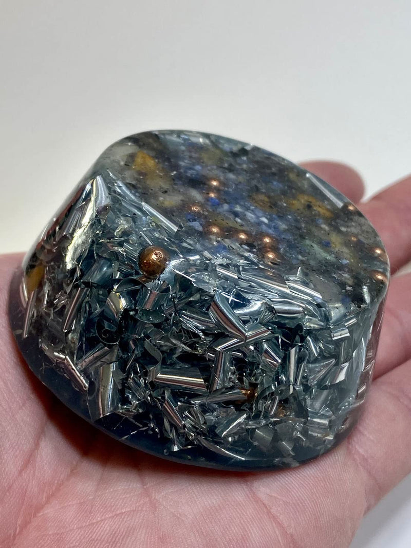 1 Light Blue Tower Buster Orgone Generator Energy Accumulator PERFECT GIFTING TOOL! Made 7.83/432/528Hz Frequency with OM Chants Many Beautiful Ingredients!