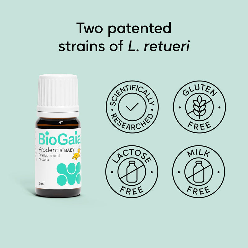 BioGaia Prodentis Baby Oral Probiotics | Liquid Patented Probiotic Drops for Babies & Infants 6+ Months | Helps Maintain Bacteria Balance in The Mouth | Unique L. Reuteri | Neutral Flavour | 5 ml