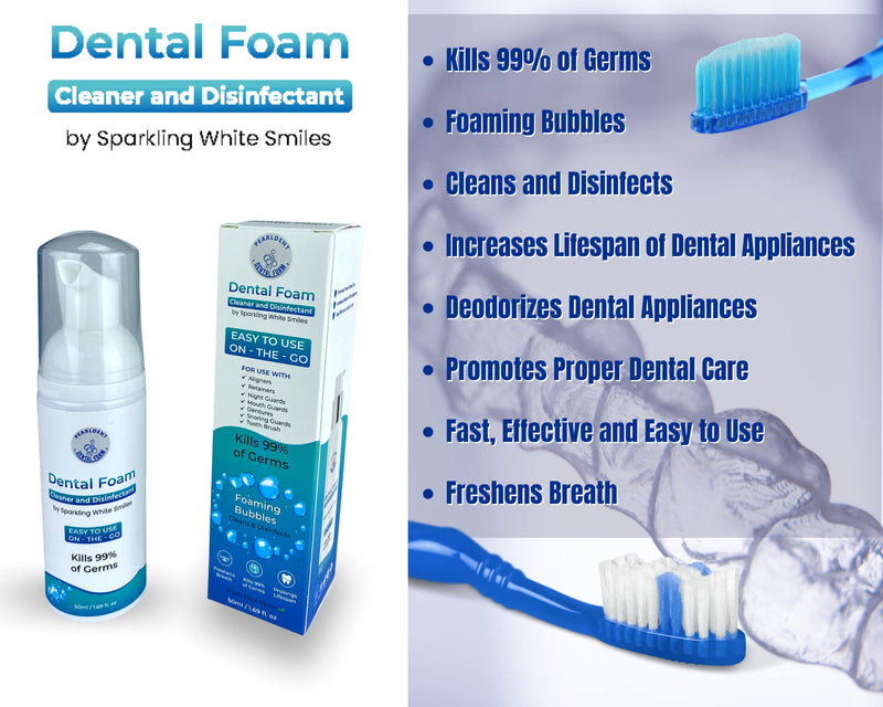 [Australia] - Pearldent Dental Foam - Cleans and Sterilizes Removable Dental and Ortho Appliances - Up to 4 Months Supply. Great for Aligners, Retainers, Mouth Guards. 