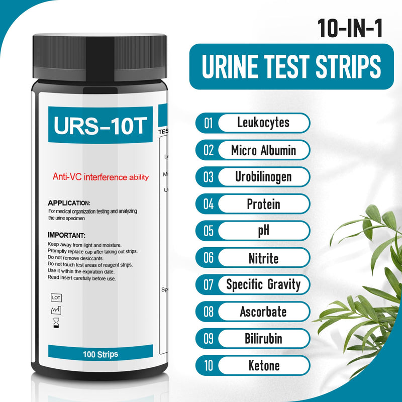 [Australia] - Urine Test Strips URS 10-in-1,10 Parameters UTI Test Strips,Ketone Test Strips,Urine Test Strips for Nitrite, Bilirubin, pH, Protein,UTI, More,100 CT Urine Test Strips for Urinalysis. 