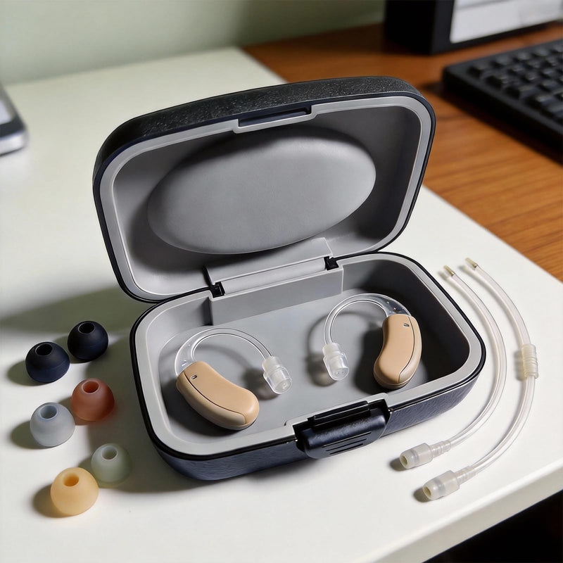 Icetop Hearing Aid Case, Hard Shell Protective Case with Silicone Lining, Portable Water-Resistant Storage Organiser for Hearing Aids Earbuds Small Essentials