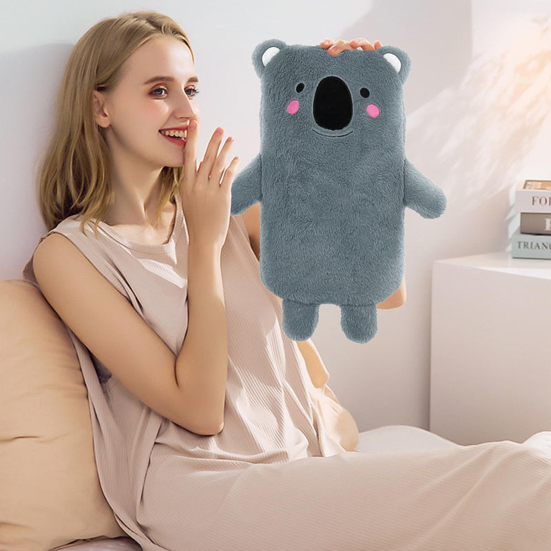 [Australia] - Large hot water bottle with soft cover - plush hot water bottle with fluffy 2L, hot water bottles with hand warmer, bed bottle for women, men and children. Koala large hot water bottle 