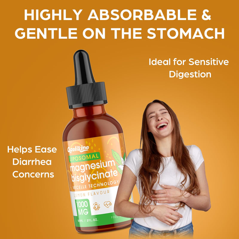 Magnesium Bisglycinate Drops 1000mg – Chelated Magnesium Supplement with Liposomal Micelle Technology, Lemon Flavor | Vegan | Non-GMO | Gluten-Free, 120ml 60 ml (Pack of 2)