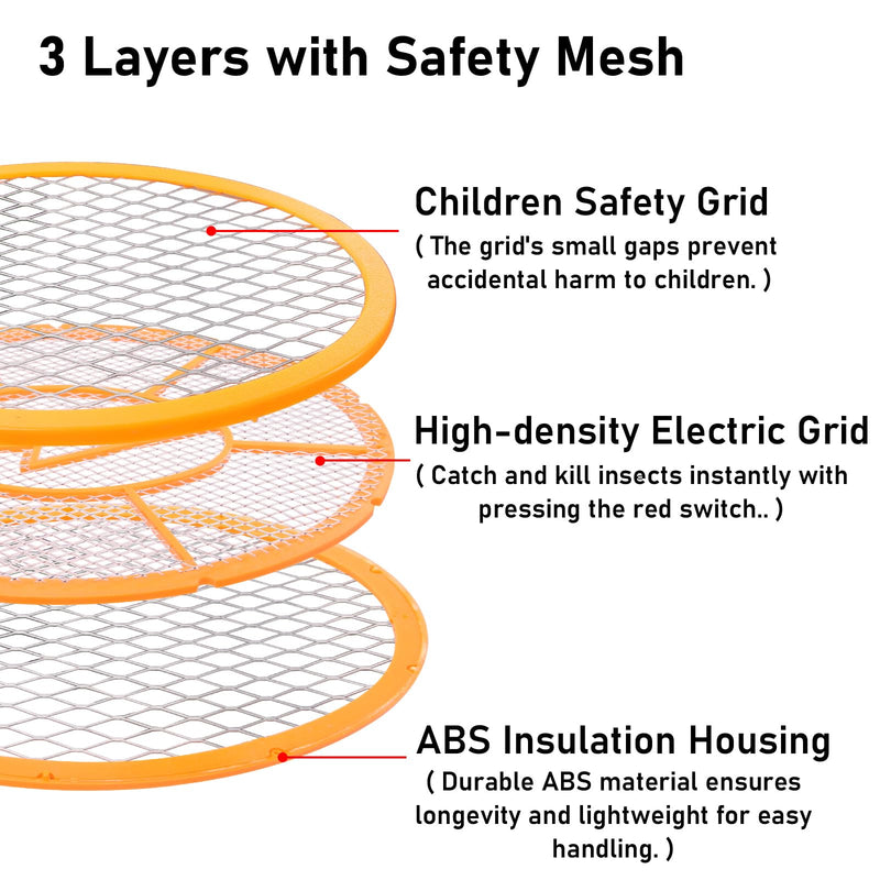 [Australia] - Electric Fly Swatter Handheld Bug Zapper - Indoor Outdoor Zapping Racket for Pest Mosquito & Flies - Battery Powered Safe to Touch with 3-Layer Safety Mesh, standard Size, Pack of 2 2 pcs 