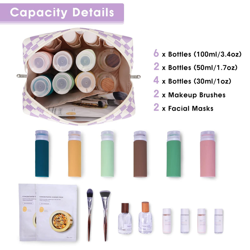 Narwey Checked Hanging Travel Toiletry Bag with Makeup Bag Travel Cosmetic Bag for Women