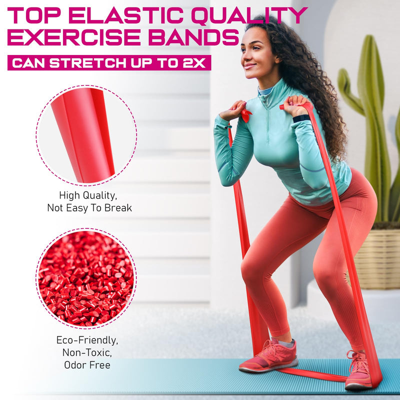 [Australia] - Resistance Bands for Working Out, Exercise Bands for Physical Therapy, Stretch, Recovery, Pilates, Rehab, Strength Training and Yoga Starter Set 4.9FT 1-Yellow,Red,Blue 