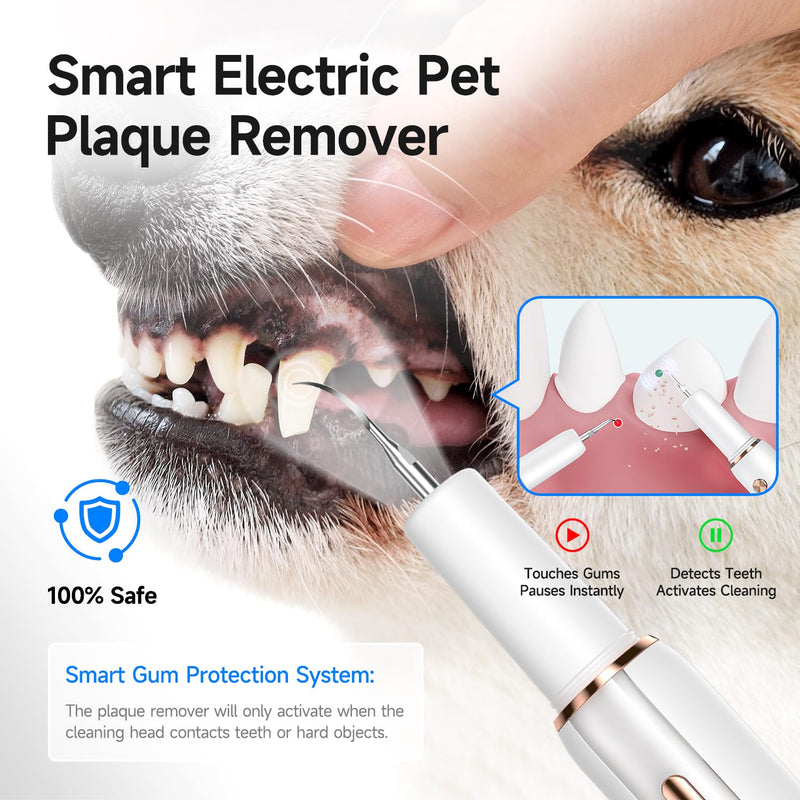 [Australia] - Ultrasonic Dog Teeth Cleaning Kit – Electric Pet Plaque & Tartar Remover Tool with 5 Adjustable Modes & LED Light, Safe Low-Noise Tooth Cleaner for Dogs & Cats, at-Home Dental Care 