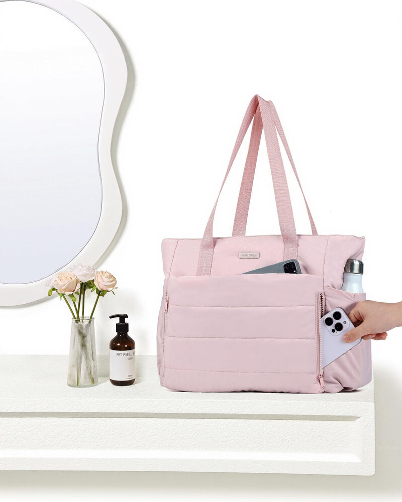 NISHEL Travel Toiletry Bag for women, Portable Hanging Organizer for Travel-Sized makeup Accessories Travel Puffy Tote Bag For Women, Ultra-Lightweight Large Tote