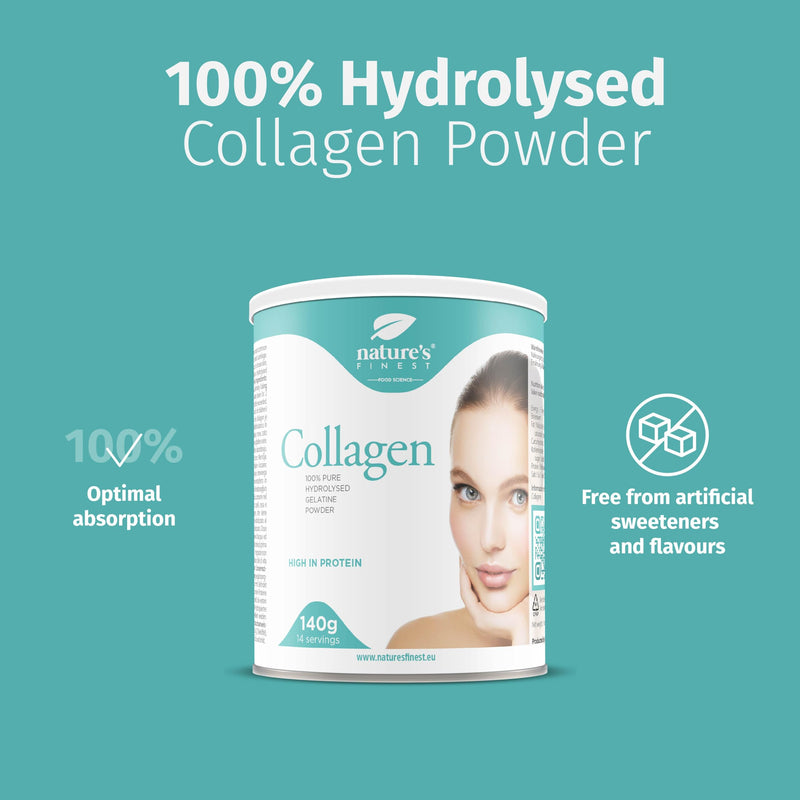Nature's Finest by Nutrisslim Collagen Powder: 100% Hydrolysed Bovine Collagen - Pure, Natural Collagen Supplements for Women - Optimal Absorption, Unflavored 140 g (Pack of 1)
