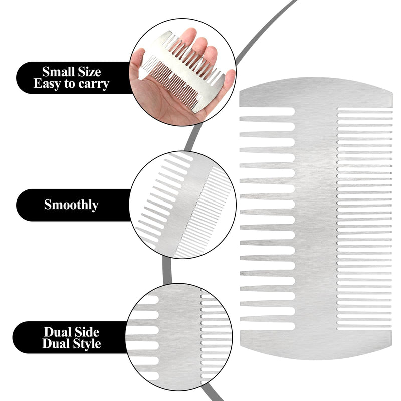 [Australia] - Aeaocvo 2 pieces metal comb and beard comb, stainless steel beard comb, 10 cm portable double-sided comb for men, women 