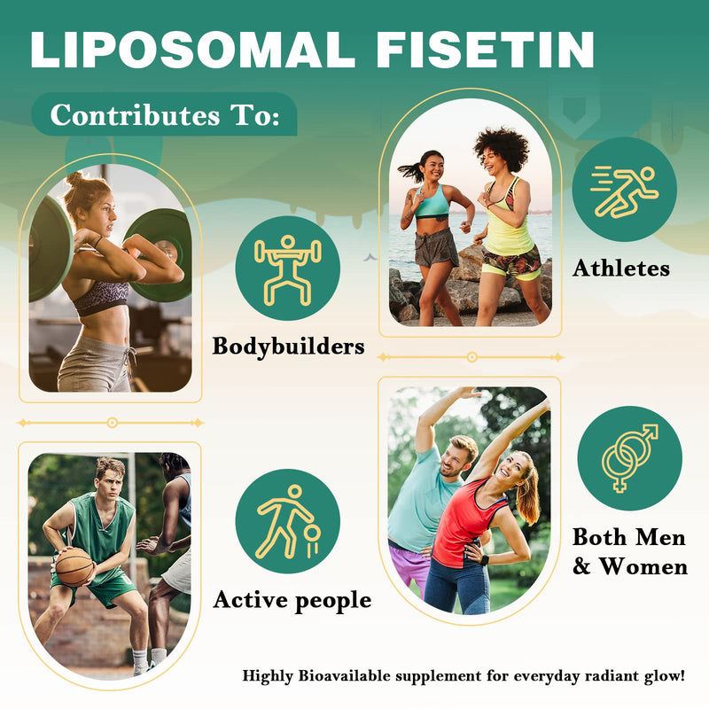 [Australia] - Liposomal Fisetin and Quercetin 1200mg per serving - 60 soft gel capsules (1000mg Fisetin, 200mg Quercetin) - improved absorption - powerful & 100% natural (60 pieces (pack of 1)) 60 pieces (pack of 1) 