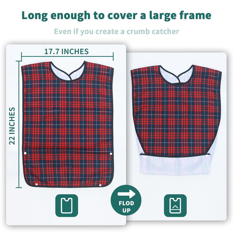 [Australia] - Adult Bibs for Men Pack of 3 - Reusable Bibs for Adult Eating, Clothing Protector with Crumb Catcher, Waterproof & Machine Washable Large Bids for Elderly Seniors Gifts for Men/Dad/Father 