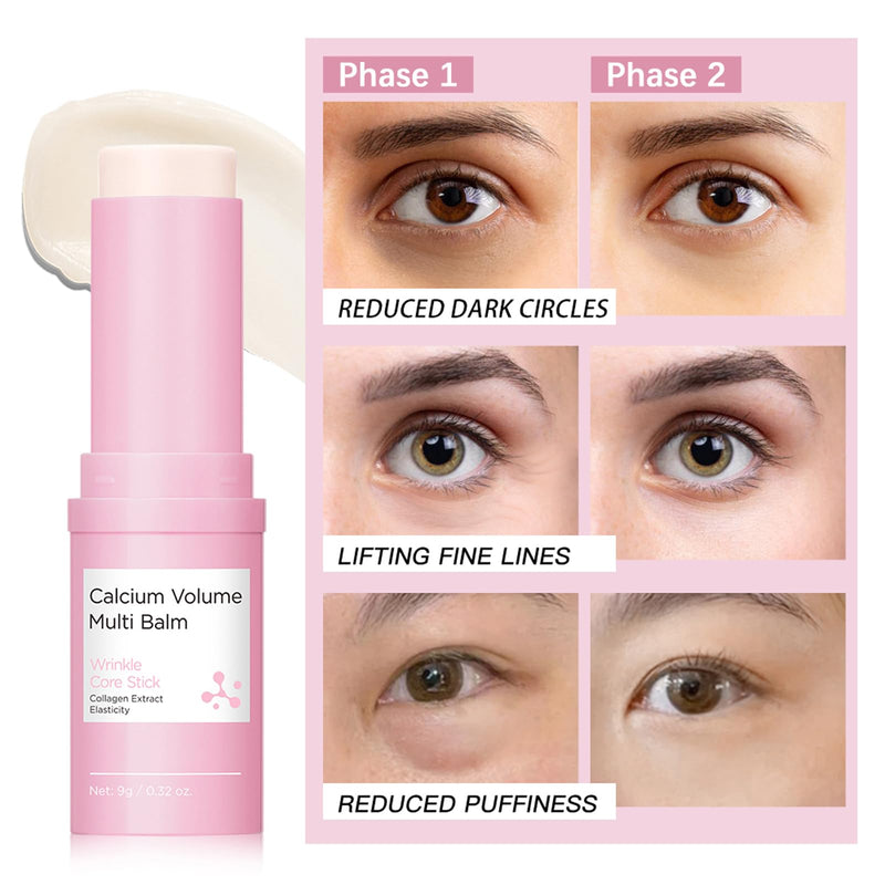Cemenrete Calcium Volume Multi Balm Stick, Korean Collagen Moisturizing Glow, Hydrating & Anti-Aging Almond Vitamin E for Face, Eyes, Lips & Neck (Multi Balm Stick, 2) 2PCS Multi Balm Stick 1 Count (Pack of 2)