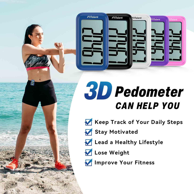 [Australia] - Pedometer for Walking, Super Portable Accurately Pedometer for Kids Women Seniors, 3D Step Counter for Walking, Digital Step Tracker with Clip Lanyard Black 