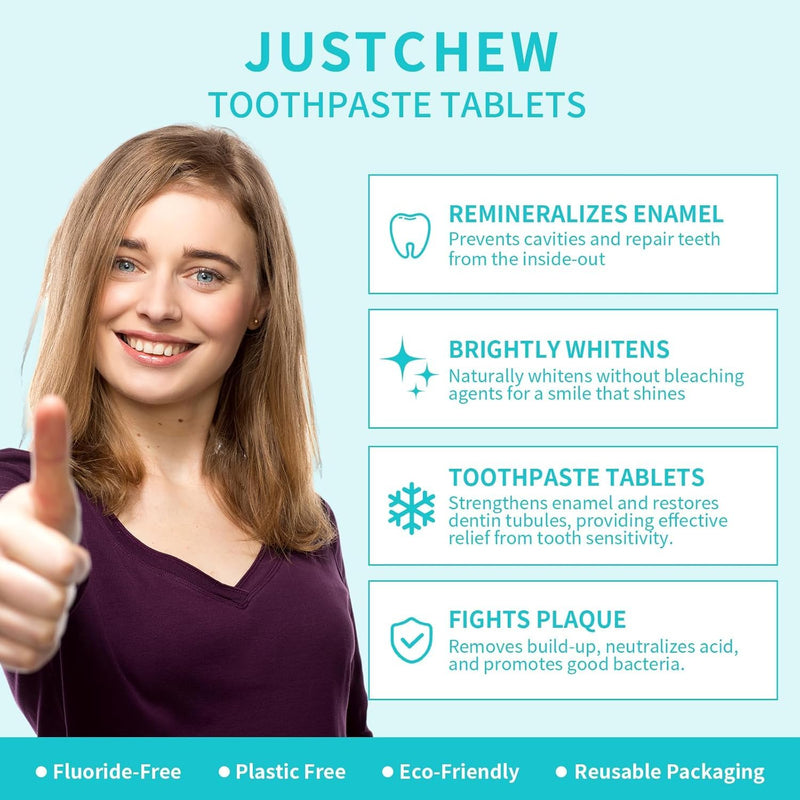 Toothpaste Tablets - Nano Hydroxyapatite,Fluoride & Plastic Free, Eco & Travel Friendly，Natural Whitening Toothpaste - Remineralize with NHA （2 Bottle / 2 Month-Coconut Mint） 100 Count (Pack of 1)