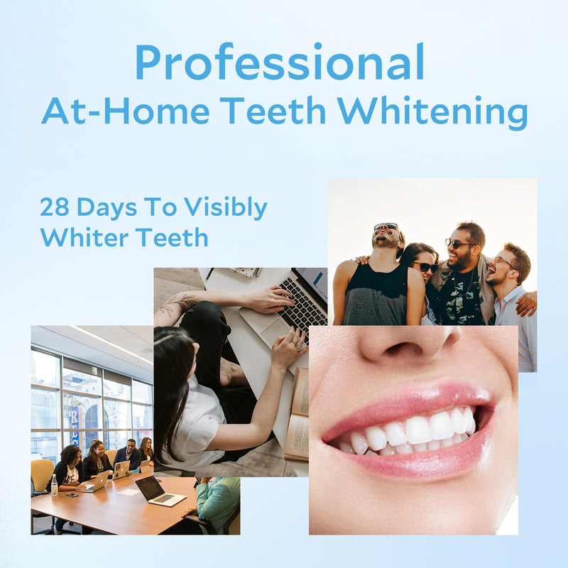 [Australia] - Teeth Whitening Strips, Peroxide-Free, Non-Sensitive Formula Teeth Whitening Strips, Safe for Enamel, Mint Flavor 14 Treatment Whitening Strips 