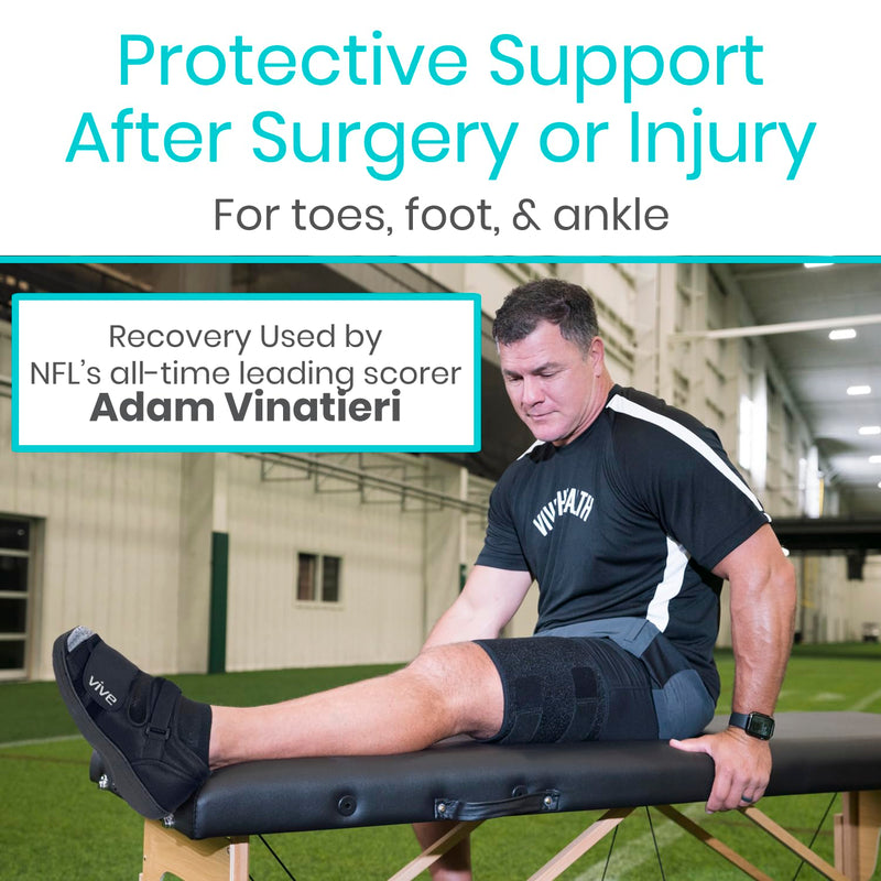 [Australia] - Vive Post Op Shoe - Lightweight Medical Walking Boot with Adjustable Strap - Orthopedic Recovery Cast Shoe for Post Surgery, Fractured Foot, Injured Toes, Stress Fracture, Sprains - Left or Right Foot Small 