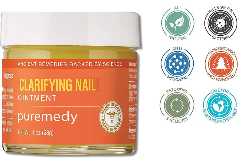 Puremedy - Clarifying Nail Ointment - With Tea Tree Oil, All Natural Salve for Yellow Nails, Athlete's Foot & Skin Irritations, 2 Oz