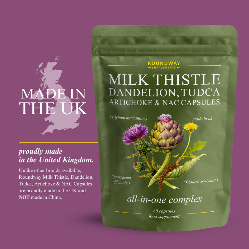 Liver Detox and Repair Supplement with Milk Thistle High Strength with Dandelion Root, Tudca, Artichoke & NAC Supplement | 60 Capsules | Made in UK by Roundway Supplements