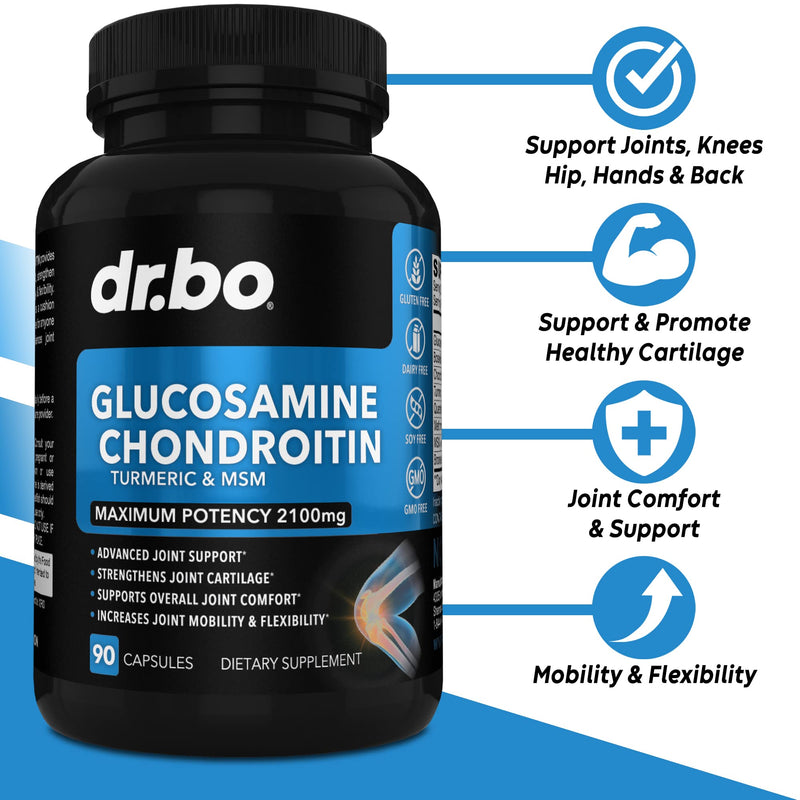 [Australia] - Glucosamine Chondroitin MSM Turmeric - Joint Health Supplement 2100mg Knee Bone & Joints - Joint Support Supplement Pills Advanced Glucosamine Sulfate Capsules Joint Supplements for Men Women Adults 