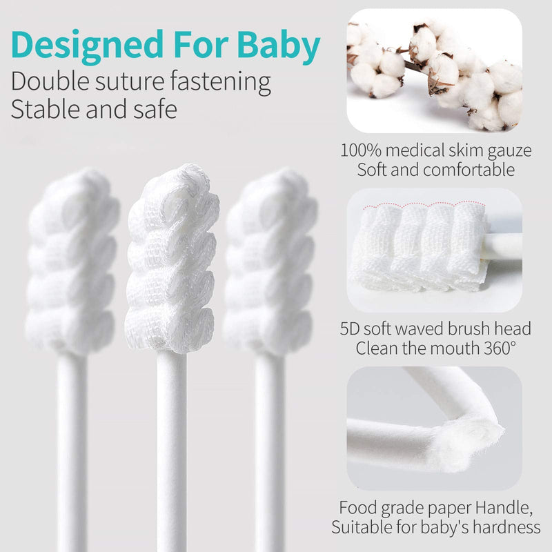 [Australia] - dearlomum Baby Tongue Cleaner, Newborn Toothbrush, 96PCS Disposable Infant Toothbrushes, Gauze Gum Cleaner Toothbrush Baby Oral Cleaning Stick Dental Care for 0-36 Months 1 Count (Pack of 96) 
