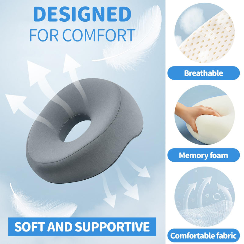 [Australia] - Memory Foam Face Down Pillow, Massage Headrest for Bed, BBL Pillow After Surgery, Stomach Sleeping,Prone Sleepers, Post-Eye Surgery Recovery Removable Cover Light Gray 