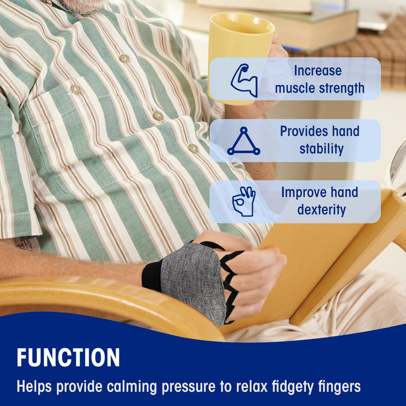 [Australia] - Zipcase Weighted Gloves for Tremors to Provide Hand Stability,Perfect Writing Weights & Hand strenthening Tool, Gray Pair 