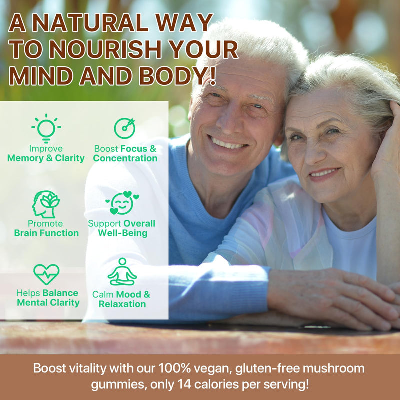 Mushroom Gummies, 80 Count Mushroom Supplement Gummies with Ashwagandha, Lion's Mane, Reishi & Chaga - All in One 2500mg Functional Mushrooms Support Immunity & Energy, Boost Vitality Overall Health