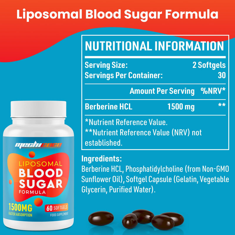 Liposomal Berberine HCL Supplement 1500mg(2 Packages) - High Strength Antioxidant AMPK Activator High Absorption Cardiovascular Heart No Gluten No Soy 60 count (Pack of 2)