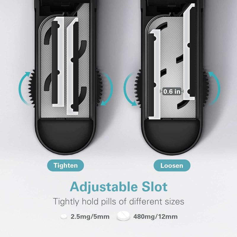 [Australia] - Pill Cutter Splitter for Cutting Multiple Pills, Adjustable Pill Cutter Splitter for Small and Tiny Pills with Accurate Pill Alignment, Pill Cutter for Small or Large Pills with Sharp Safe Blade Black 