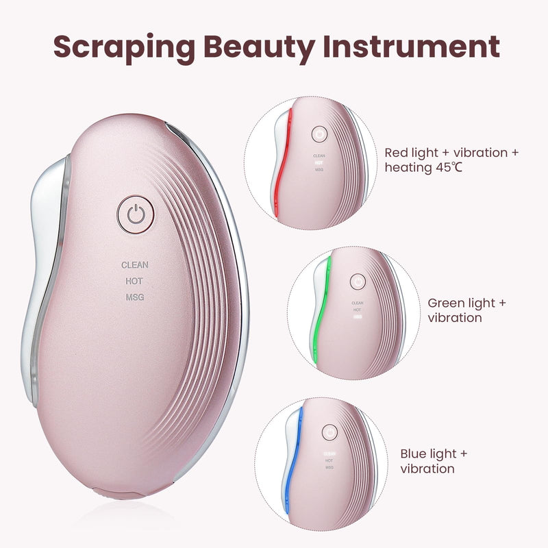IeBilif Heat Electric Gua Sha Tool, Face Massager 4-in-1 Multiple Function Gua Sha Electric Massager for The Face and Neck