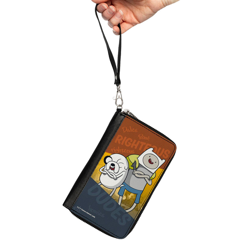 Buckle-Down Adventure Time Vegan Leather Zip Around Wallet | Adventure Time Jake and Finn Righteous Dudes Pose Multi Color Billfold Credit Card and ID Slots