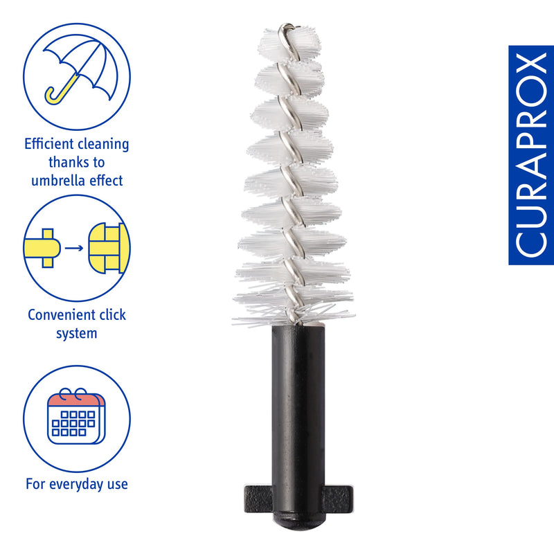 [Australia] - Curaprox interdental brushes CPS 15 regular plus, black, conical, 1.8 mm diameter, 5 mm effectiveness, set with 5 interdental brushes CPS regular 15 and holder UHS 451 