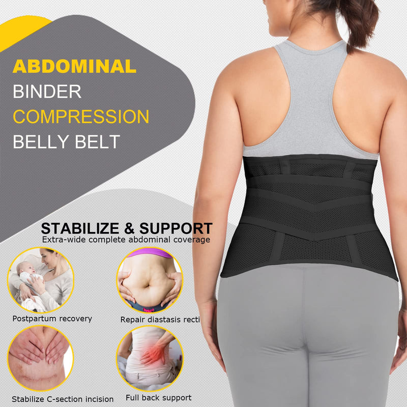 [Australia] - Postpartum Belly Band Abdominal Binder Post Surgery C-section Belly Binder Wrap Girdle Recovery Belt Back Support (Small/Medium, Black) Small/Medium 