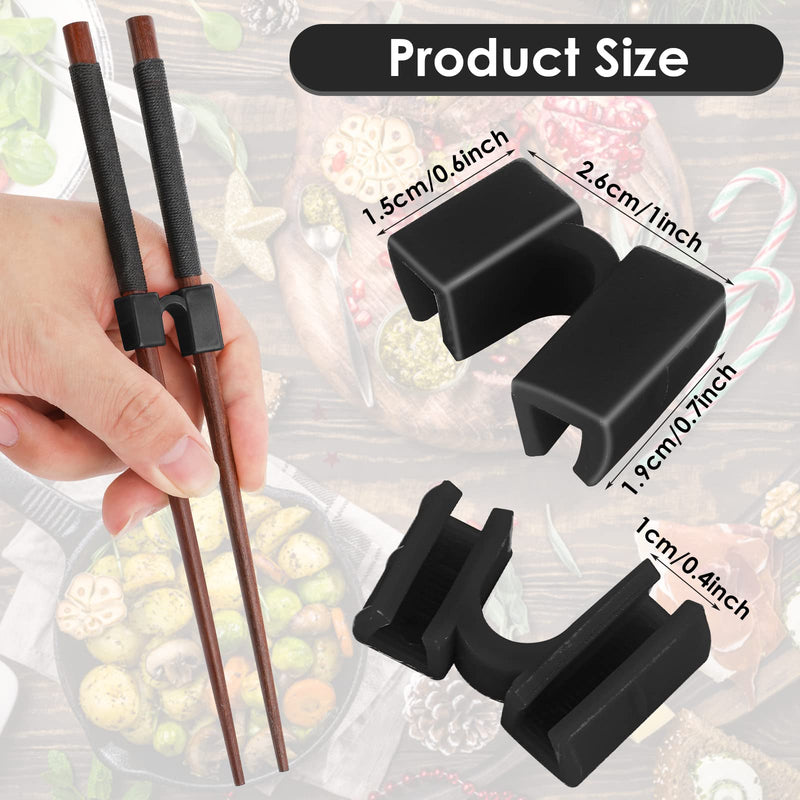 [Australia] - 5 Pieces Reusable Chopsticks Helpers Training Chopstick Hinges Connector Practice Chinese Chopstick Helper for Adults, Kids, Beginner, Trainers (Black) Black 