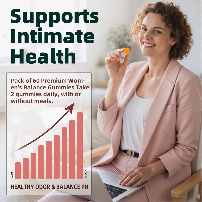 Feminine Balance Gummies for Women - Gel Candy, Hawaiian Pineapple Flavour | 60 Vegan Gummies | Supports Vaginal Health, pH Balance & Immune Defence | Gluten-Free, Halal, Sugar-Free Daily Supplement