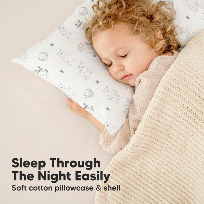[Australia] - KeaBabies Toddler Pillow with Pillowcase, Jumbo 14X20 - Soft Organic Cotton Toddler Pillows for Sleeping - Machine Washable - Perfect for Travel, Toddler Bed Set (Keafriends) Keafriends 