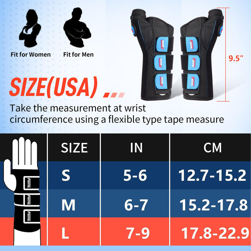 [Australia] - FEATOL 2 Pack Wrist Brace with Thumb Spica Splint for De Quervain's Tenosynovitis, Carpal Tunnel, Tendonitis, Arthritis-Thumb Brace for Pain Relief-Left And Right Hand-Medium/Large Medium/Large Black Blue 