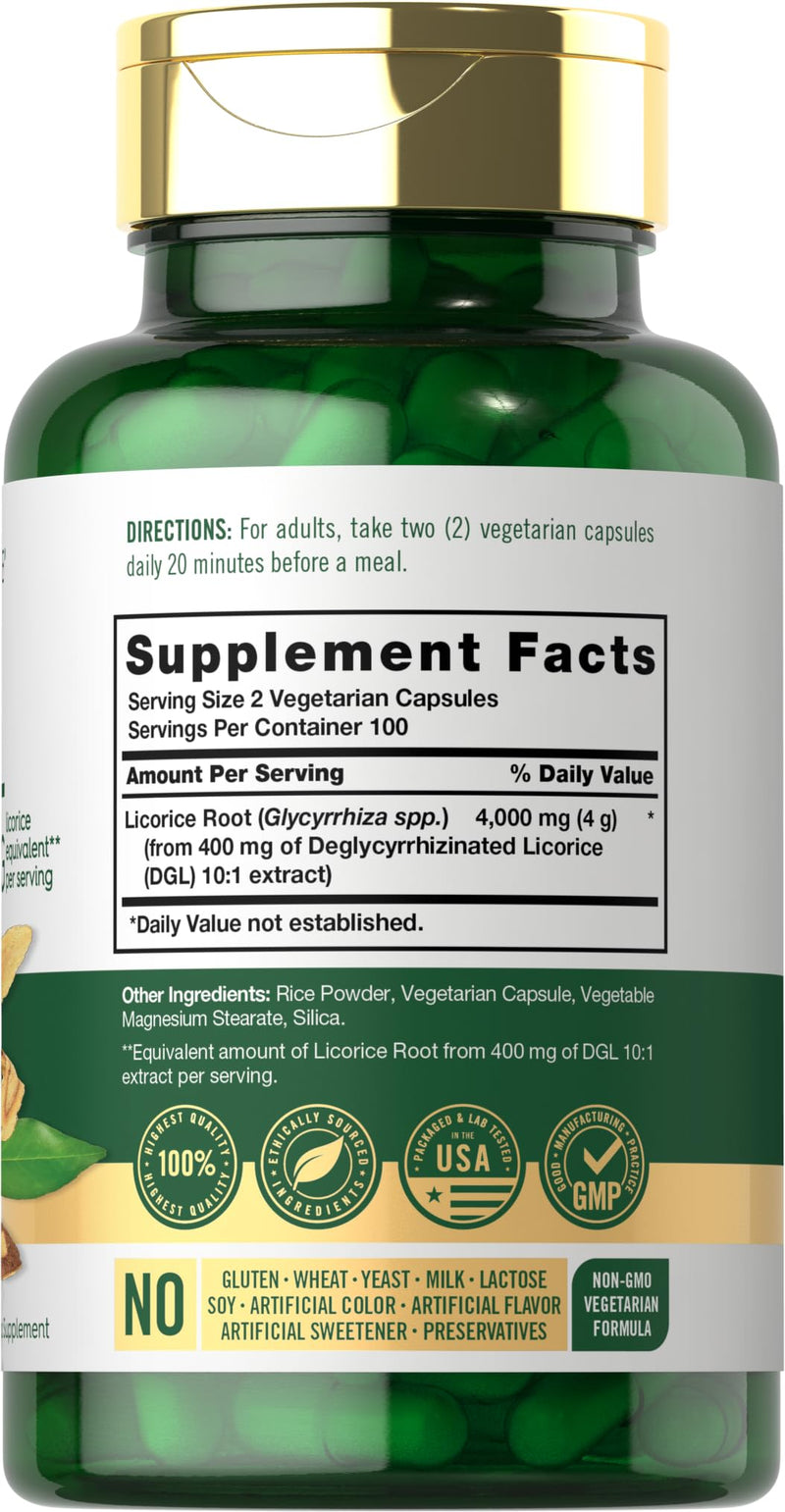 [Australia] - Carlyle DGL Deglycyrrhizinated Licorice Capsules | 200 Count | 4000mg | Vegetarian, Non-GMO & Gluten Free Supplement 