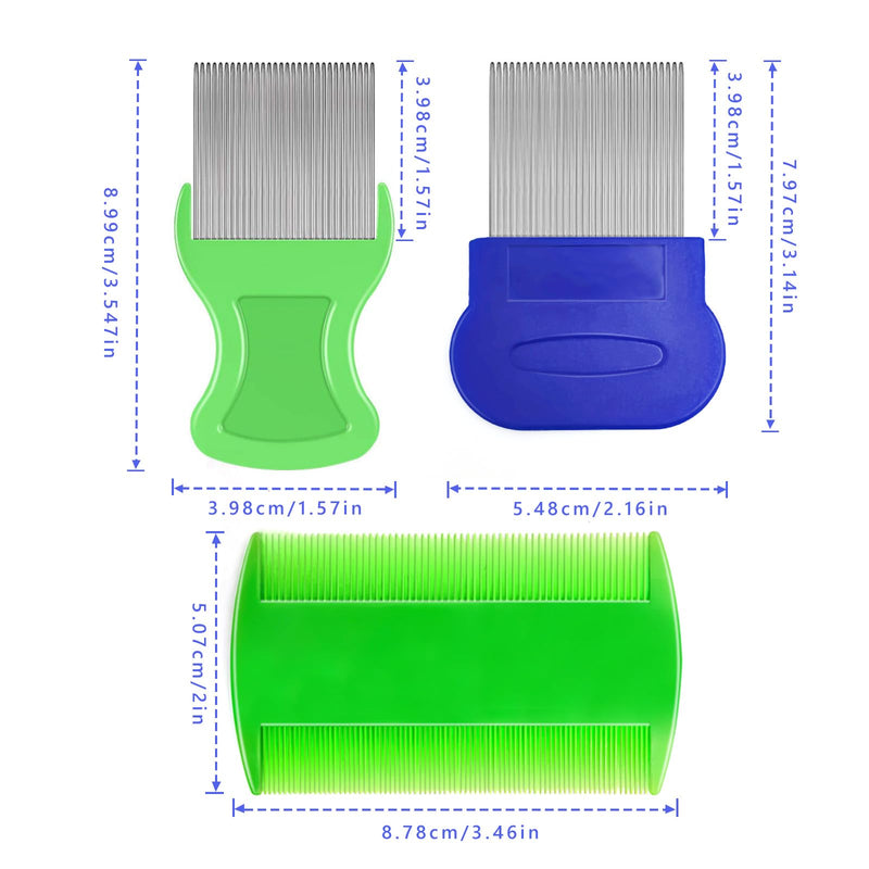 [Australia] - Lice Comb, 8 Pcs Flea Comb, Hair Double Sided Fine Tooth Combs, Removal Dandruff,with Metal Teeth,Stainless Steel Louse and Nit Combs for Head Lice Treatment 