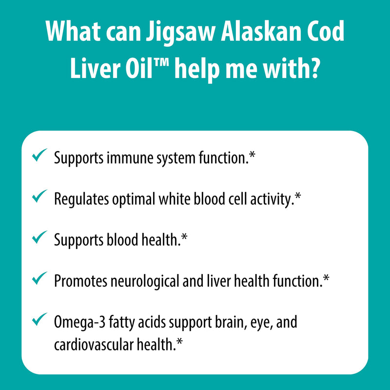 [Australia] - Jigsaw Health Alaskan Cod Liver Oil | 900 mg Omega-3s with EPA, DHA, and DPA | Includes Naturally Occuring Vitamins A & D | 180 Softgels | 60 Servings 